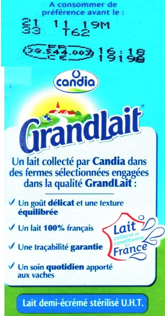 Candia LAIT UHT DEMI-ECREME packshot