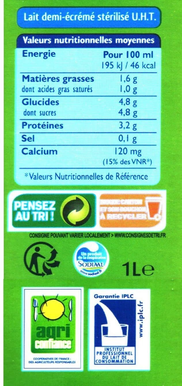Candia LAIT UHT DEMI-ECREME packshot
