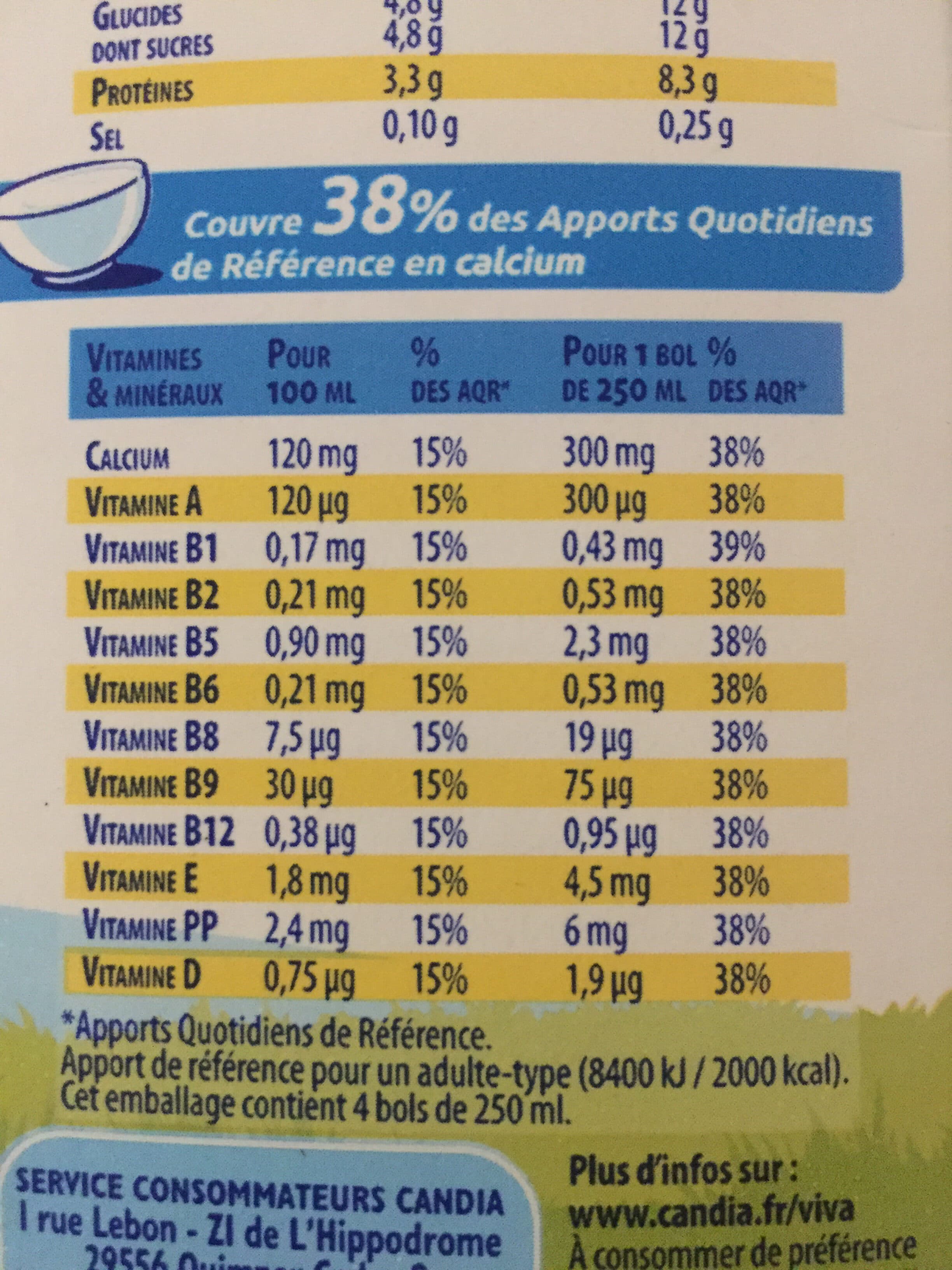 candia Viva lait 1/2 écrémé packshot