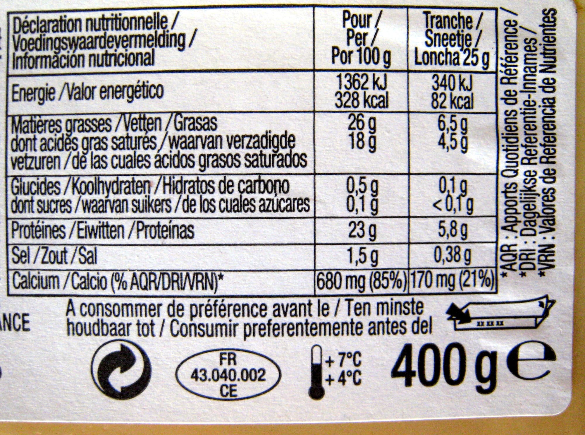 Richesmonts Raclette Classique 400 g 16 tranches Richesmonts packshot