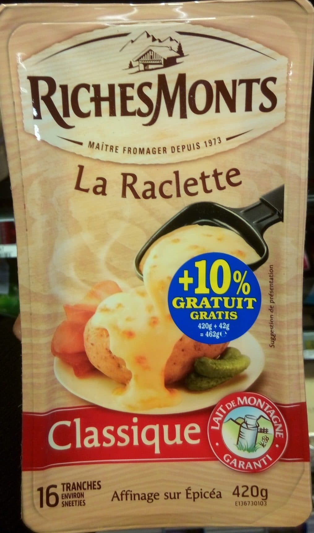 Richesmonts La Raclette Classique (+ 10 % gratuit) packshot