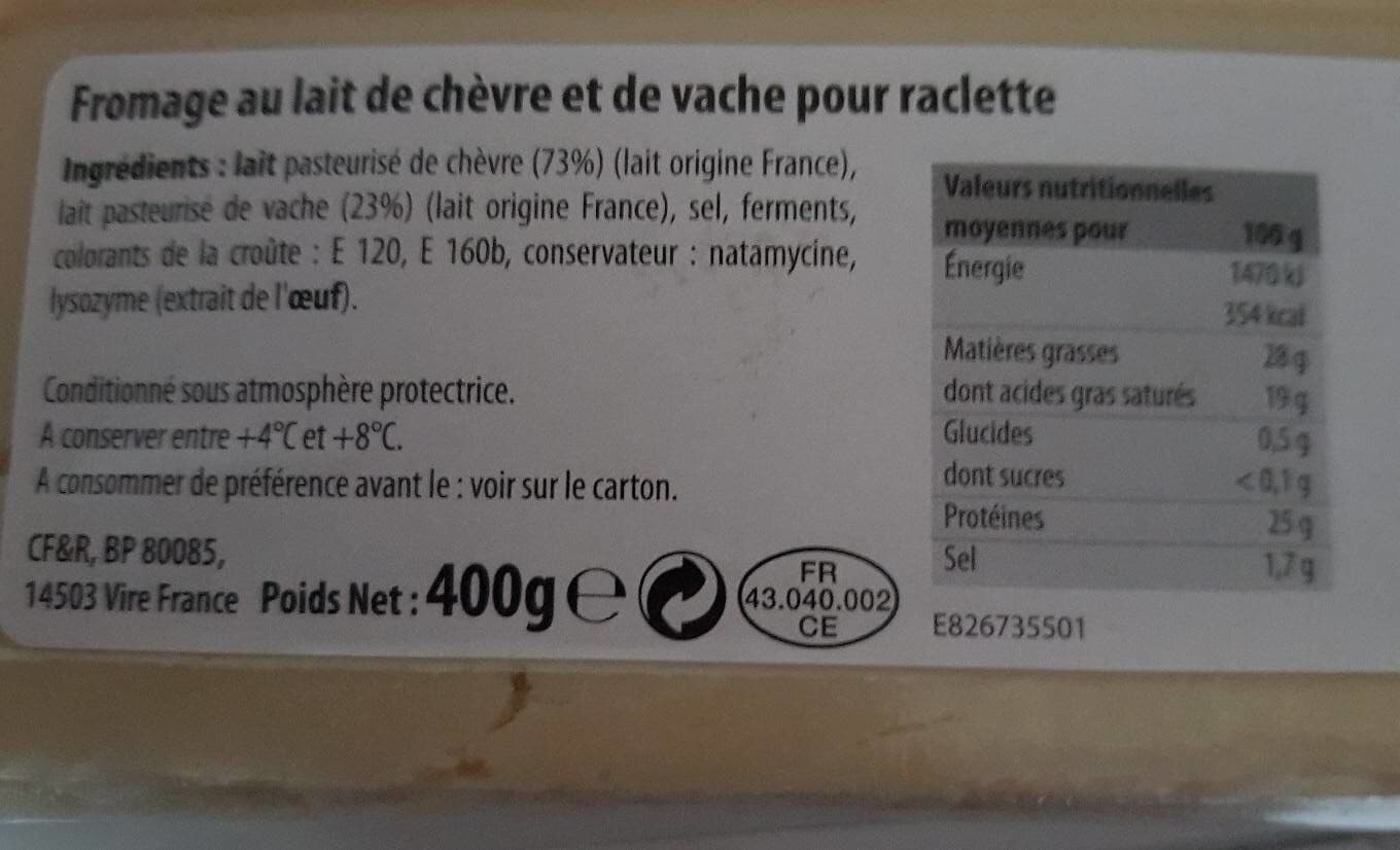CF&R Fromage pour raclette chèvre/vache packshot