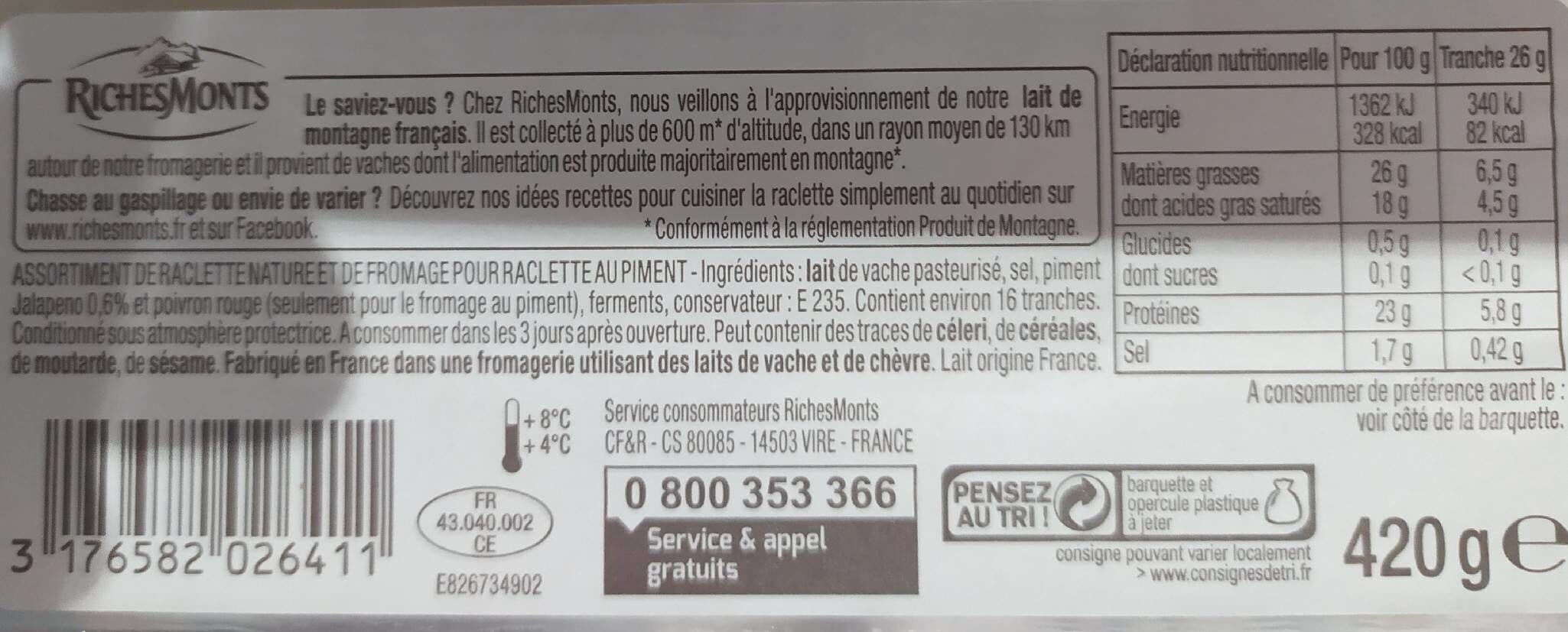 RichesMonts Raclette classique/piment packshot