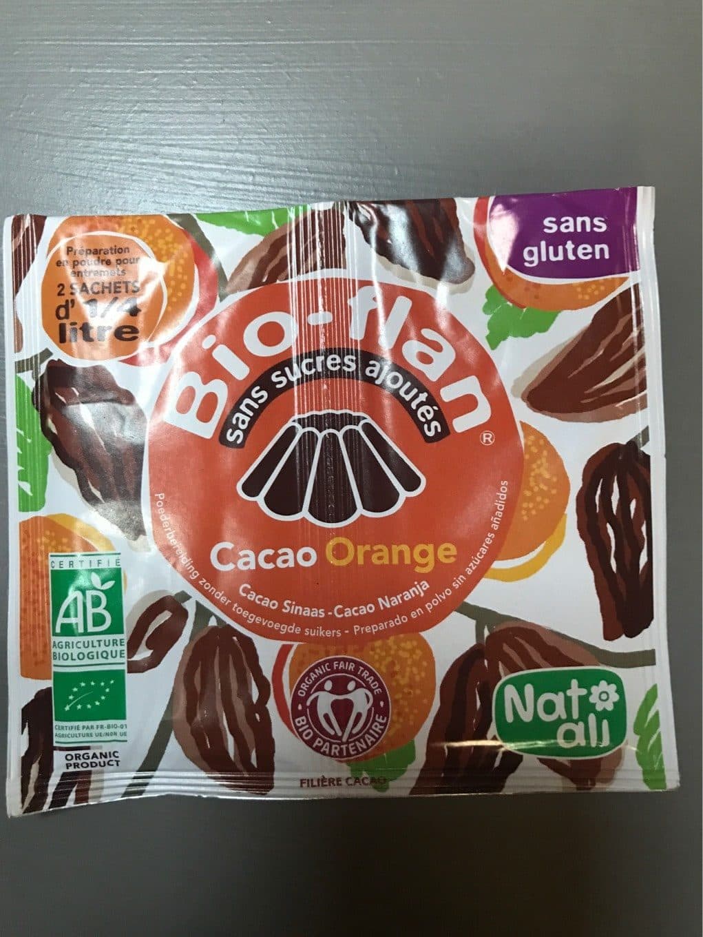 NAT-ALI Bio-flan non sucré Cacao / Orange packshot