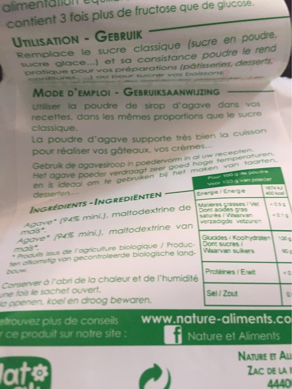 Natali Sirop D'agave En Poudre packshot