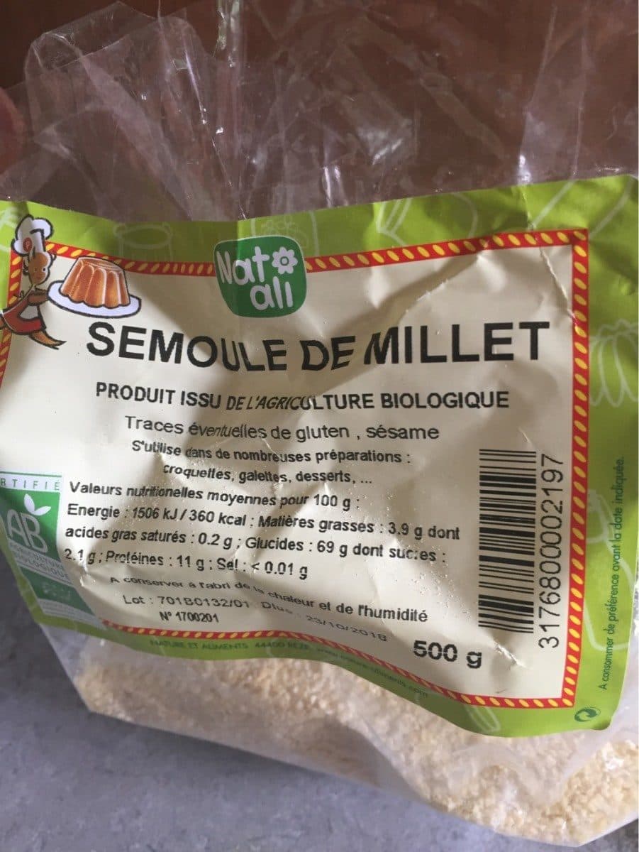 Nature et aliments Semoule de millet packshot
