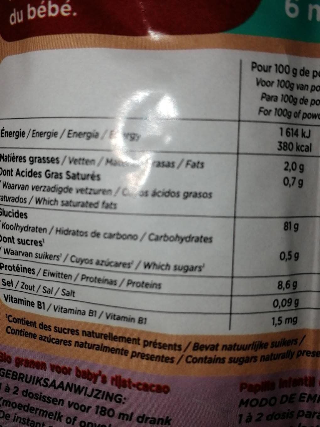 Natali Céréales infantiles bio riz cacao packshot