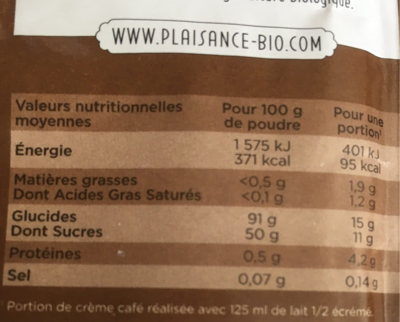 Plaisance Bio Crème café au sucre de canne packshot