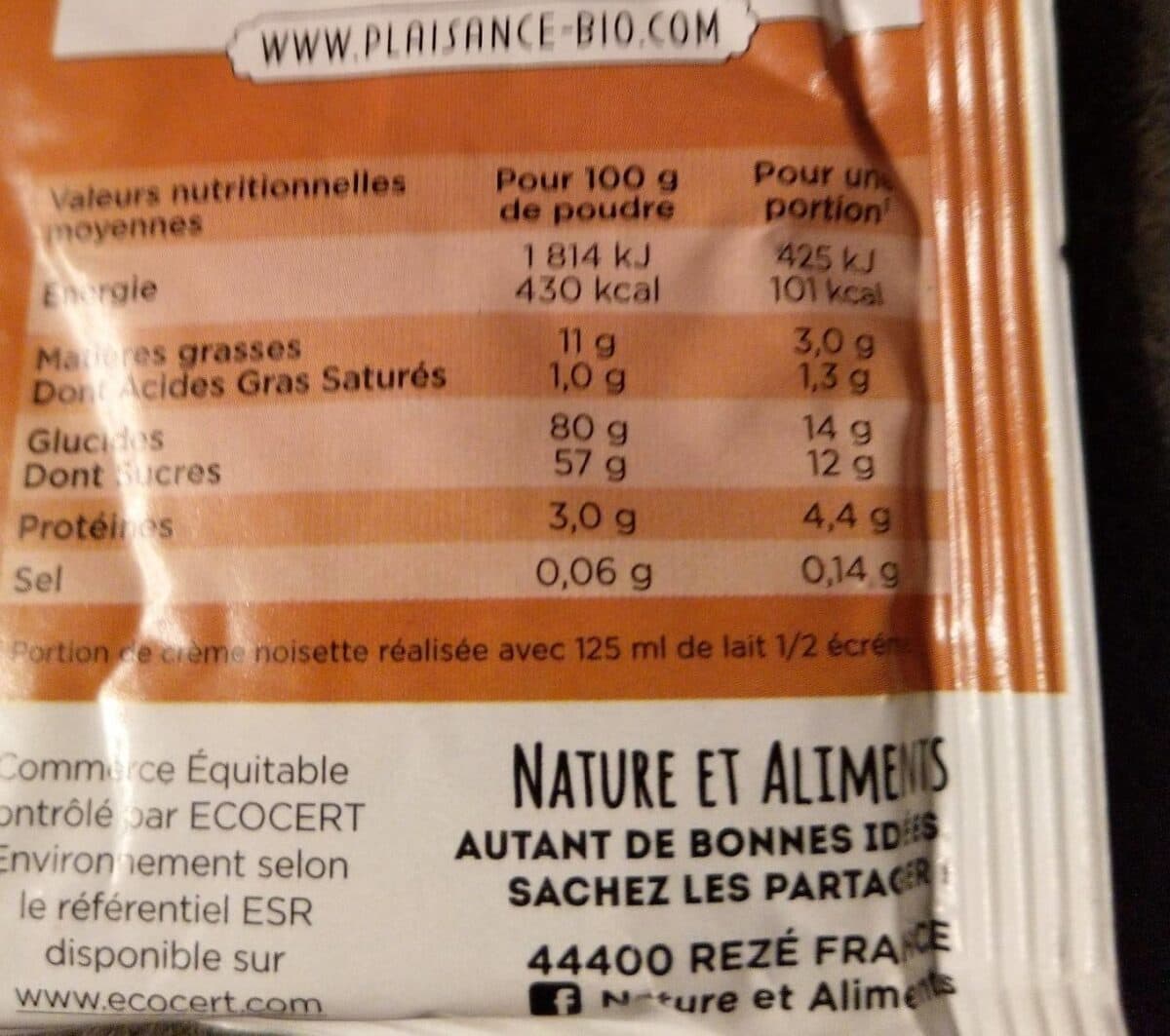 Plaisance Bio Crème noisette au sucre roux de canne packshot