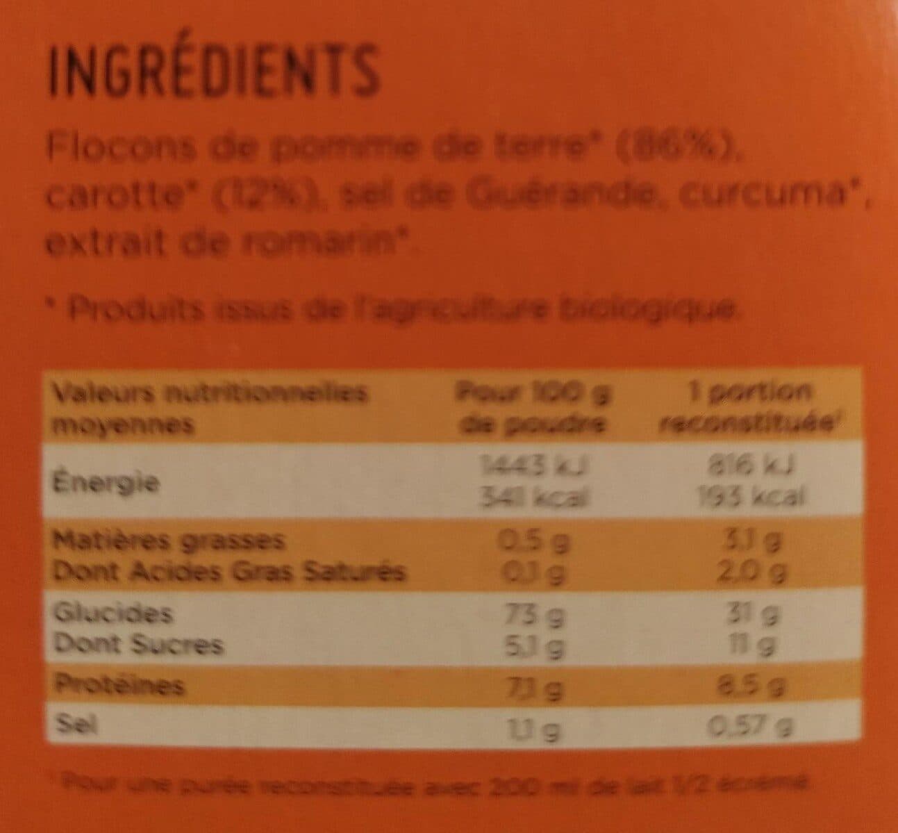Plaisance Bio Puree pommes de terre carottes packshot
