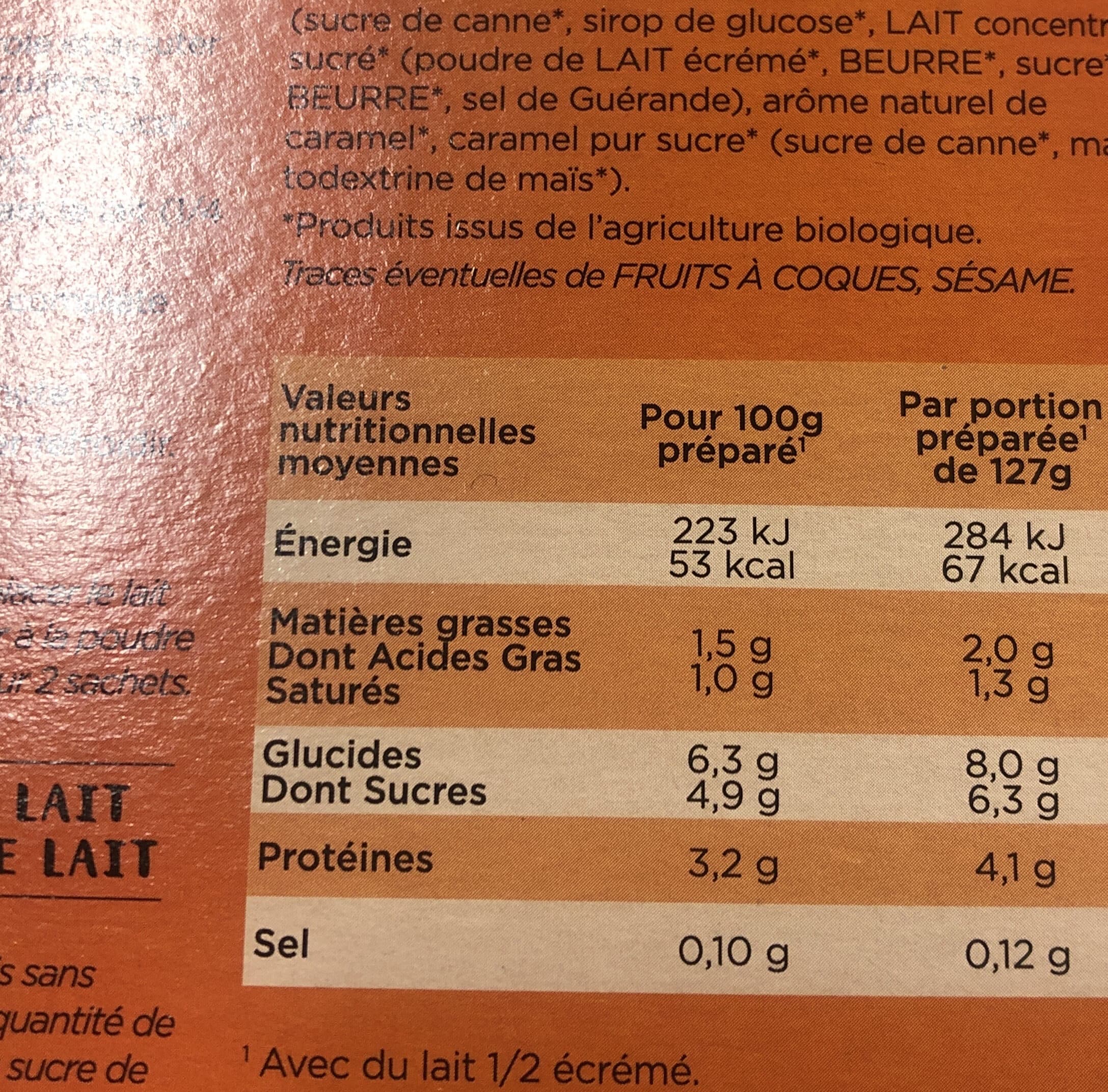 Plaisance bio Préparation pour entremets au caramel beurre salé PLAISANCE BIO, 8 sachets packshot
