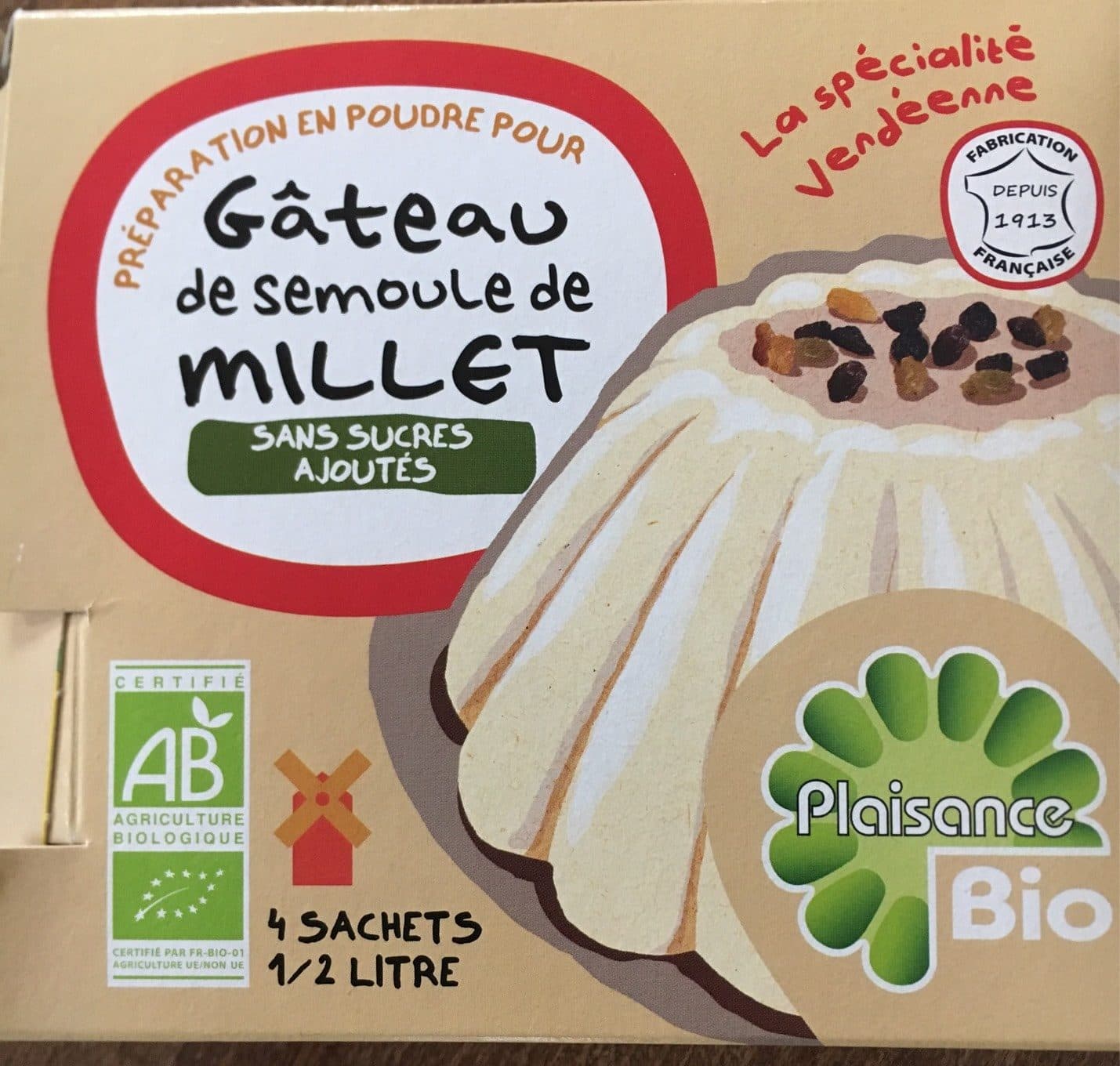 Plaisance Bio Gateau de semoule de millet bio 168g nature & aliments packshot