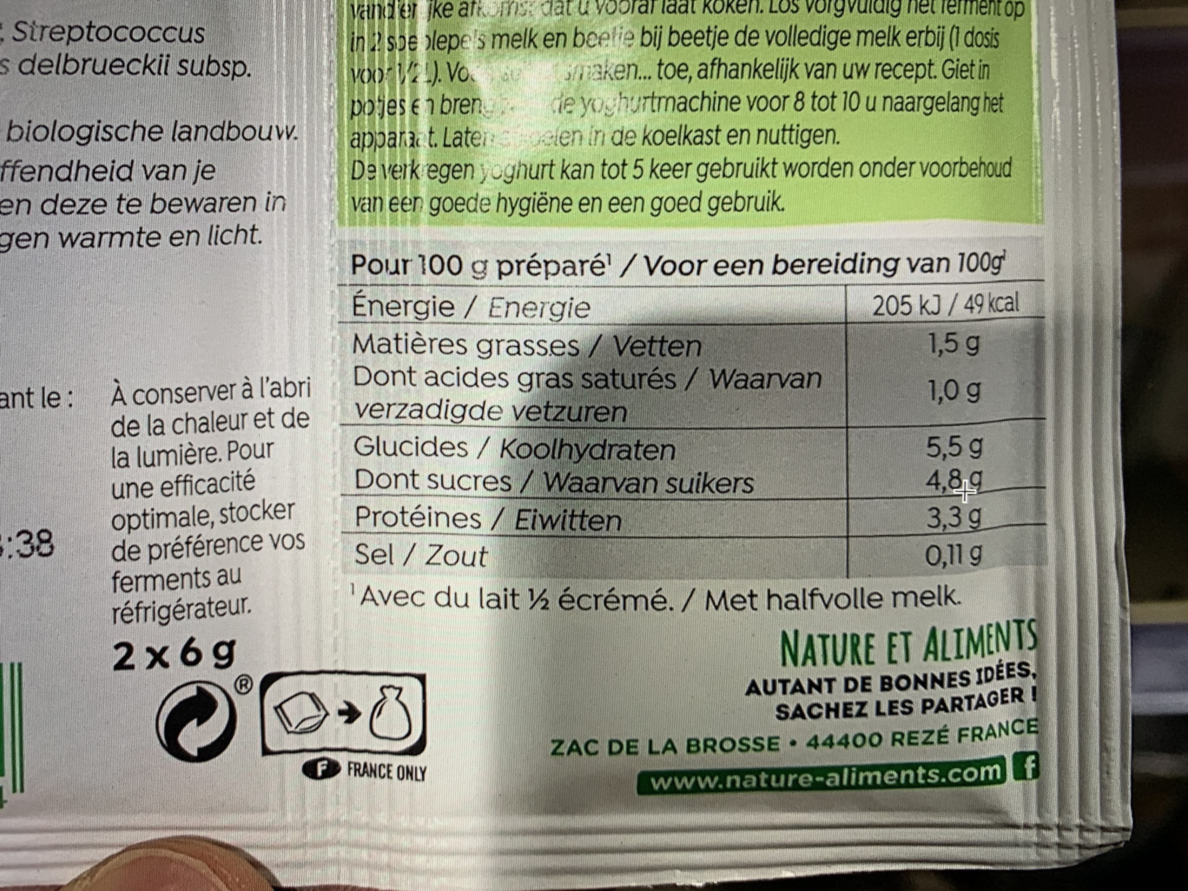 NAT-ALI Ferment pour yaourt brassé - 2x6g packshot
