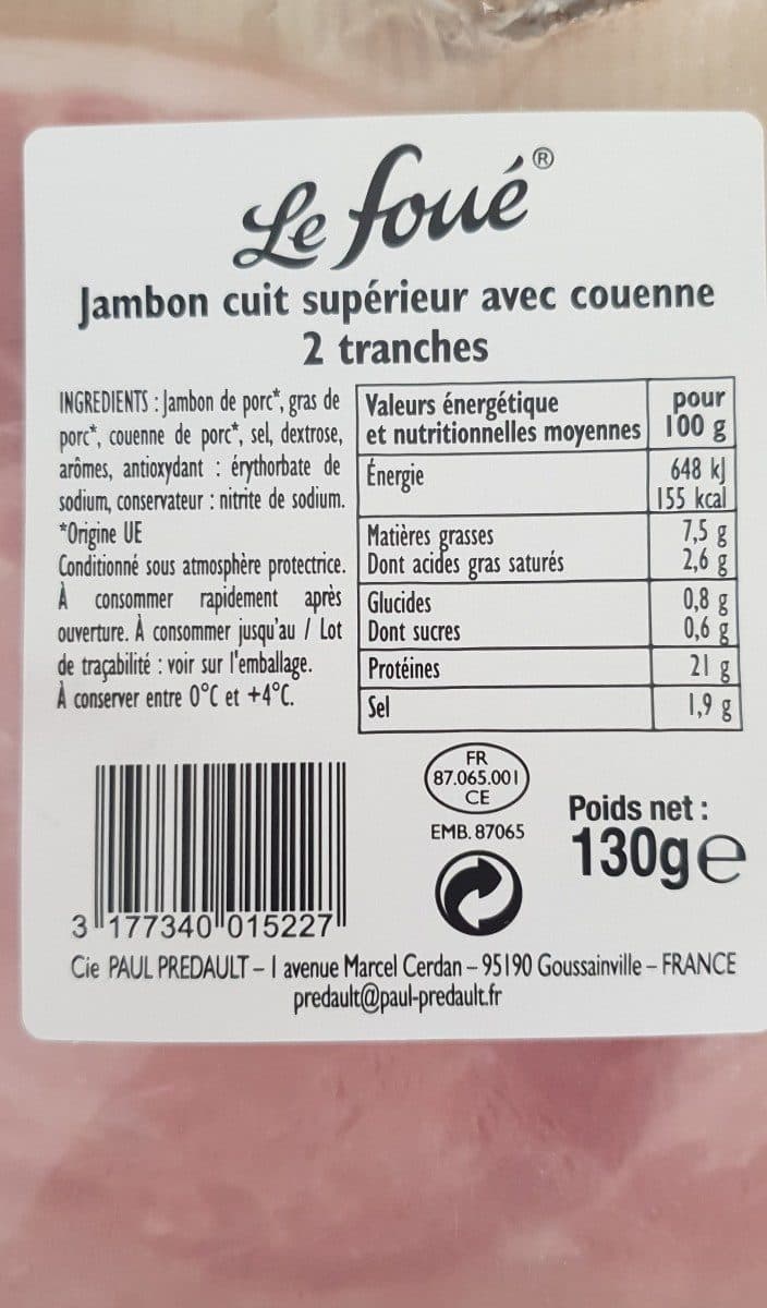 PAUL PREDAULT Jambon cuit supérieur avec couenne packshot