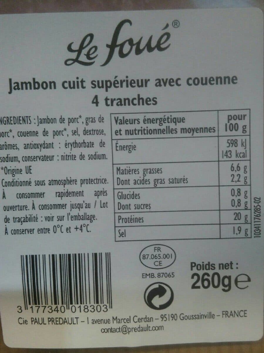 Le foue Jambon Superieur Avec Couenne 4tranches 260 g packshot