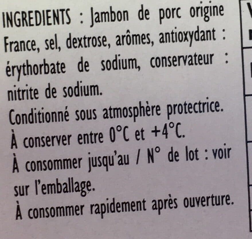 Open Food Facts Jambon Cuit Supérieur Découenné Dégraissé packshot
