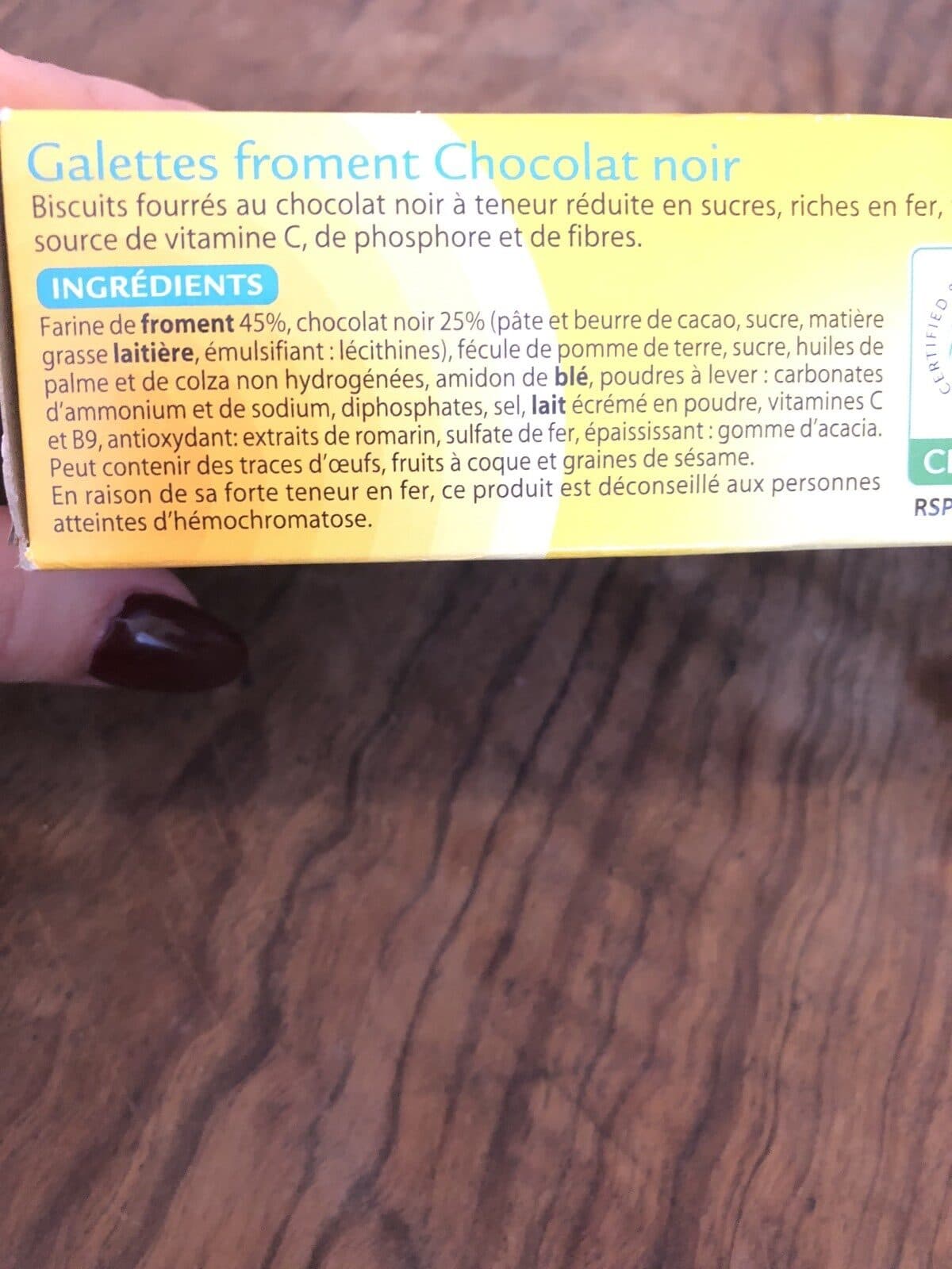 Gayelord hauser Galettes froment Chocolat noir packshot