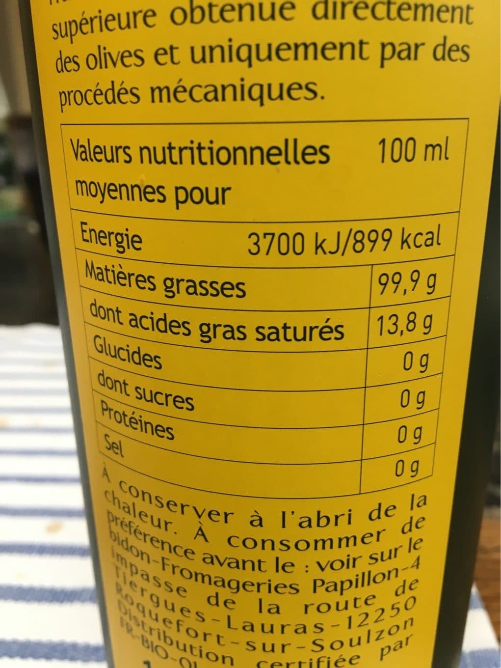 Papillon Huile d’olive packshot