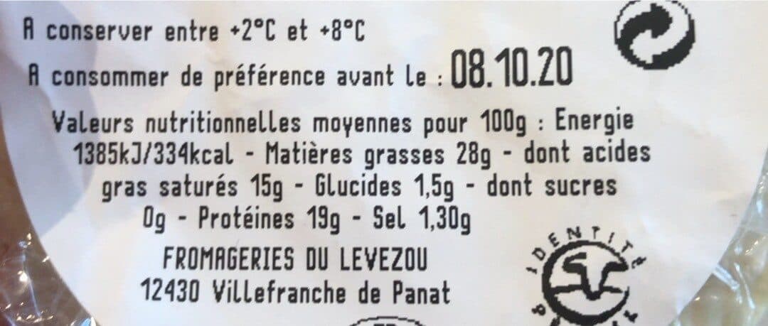 Fromageries du Levezou Perail - Fromage de brebis au lait pasteurisé packshot