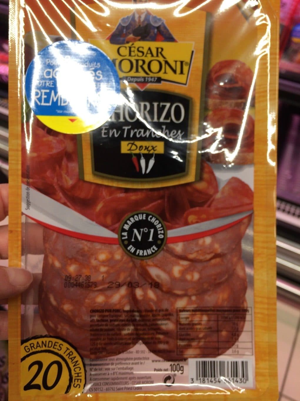 Cesar Moroni Chorizo en tranche packshot