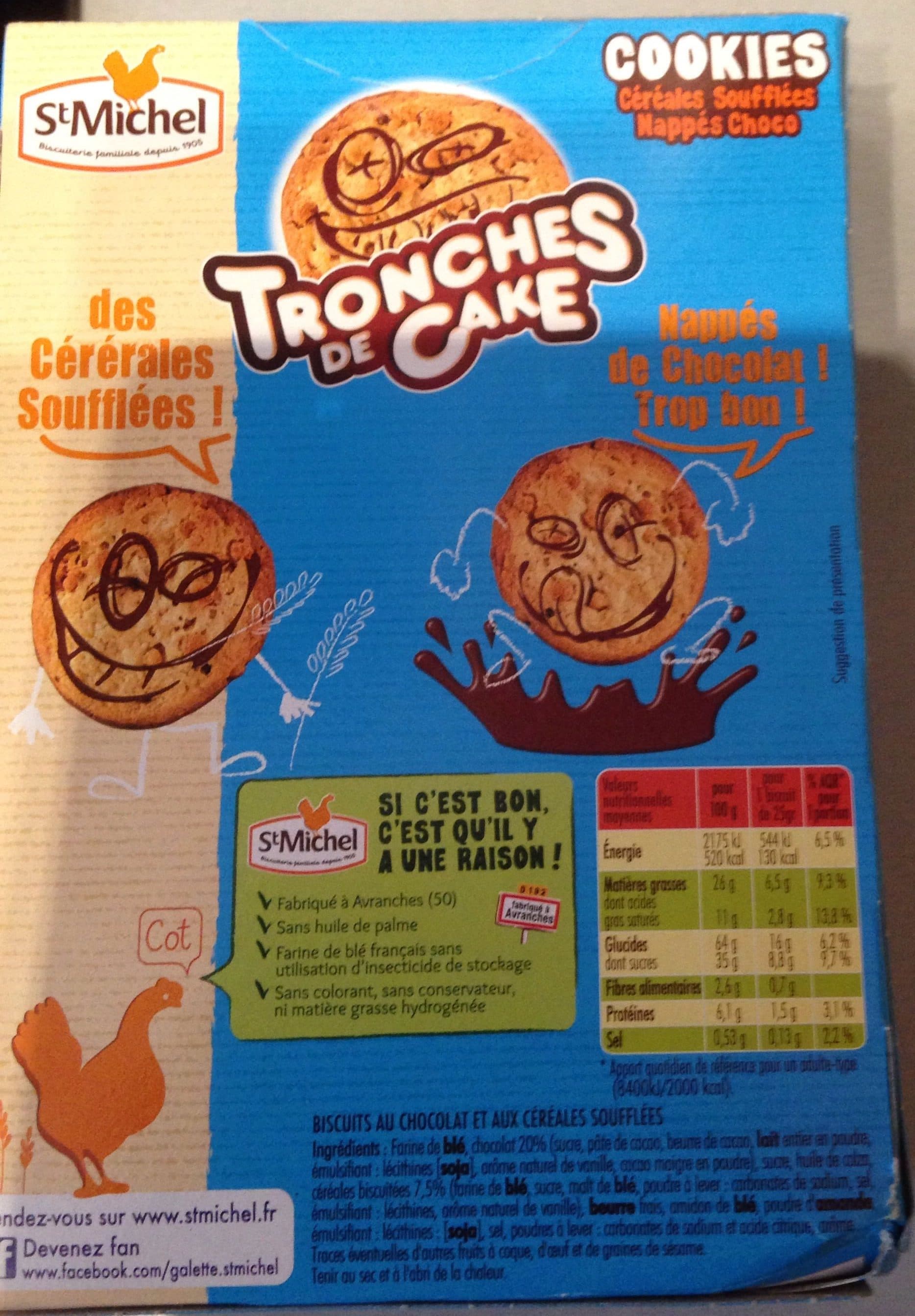 St Michel Tronches de Cake - Cookies Céréales Soufflées Nappés Choco packshot