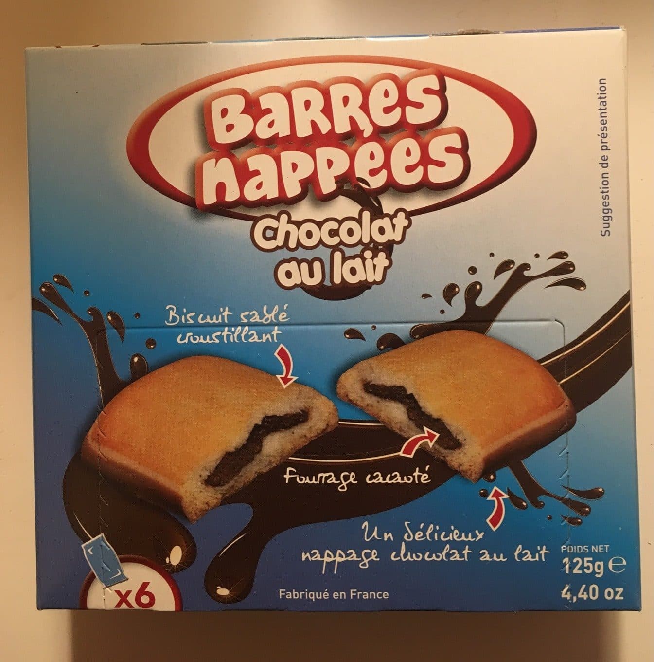 Barres Nappées Barres nappées chocolat au lait packshot