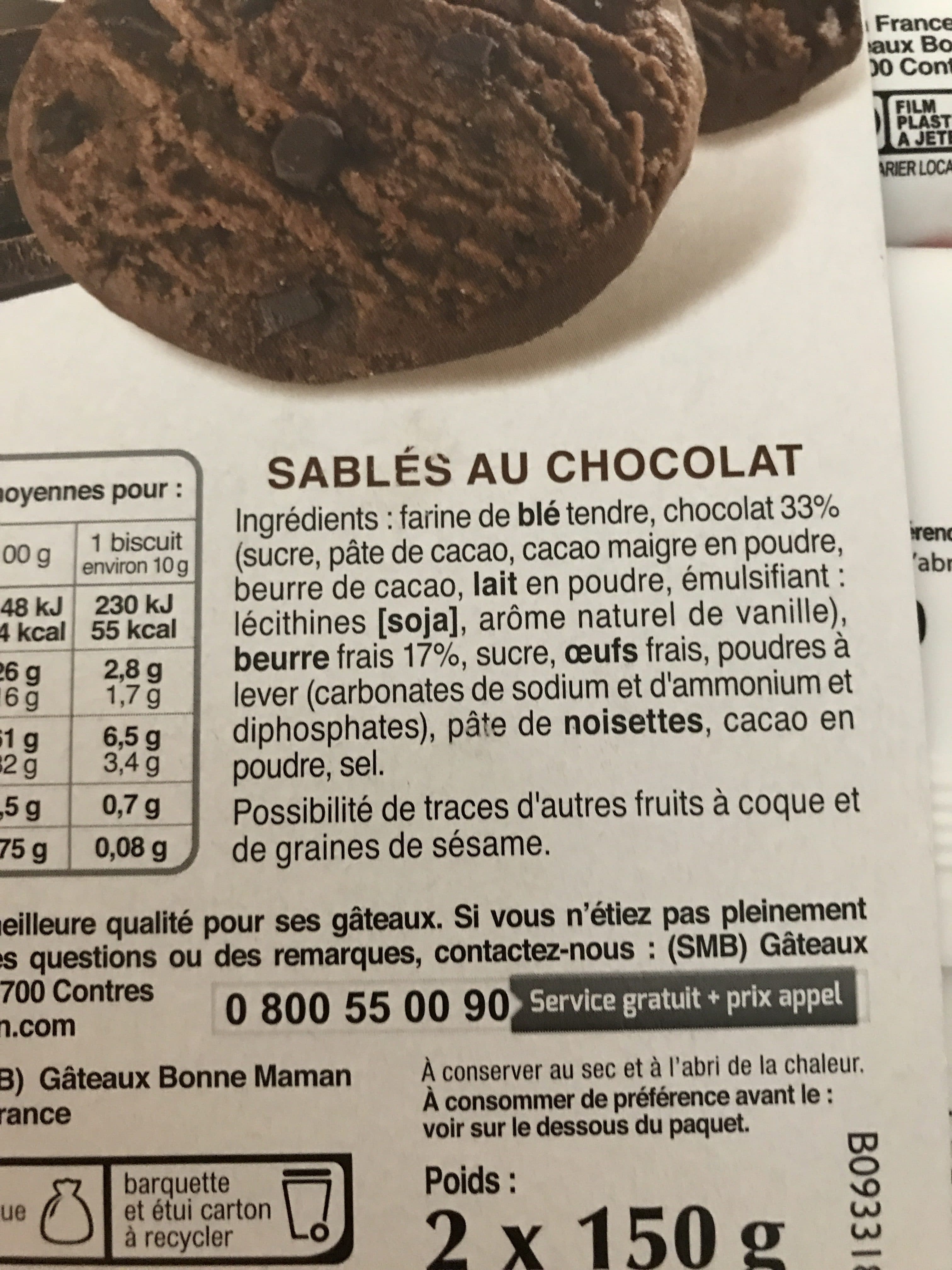 Bonne Maman Biscuits sablés tout chocolat packshot