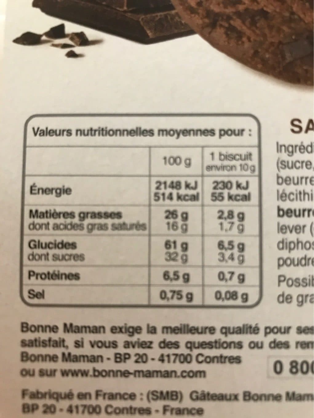 Bonne Maman Biscuits sablés tout chocolat packshot