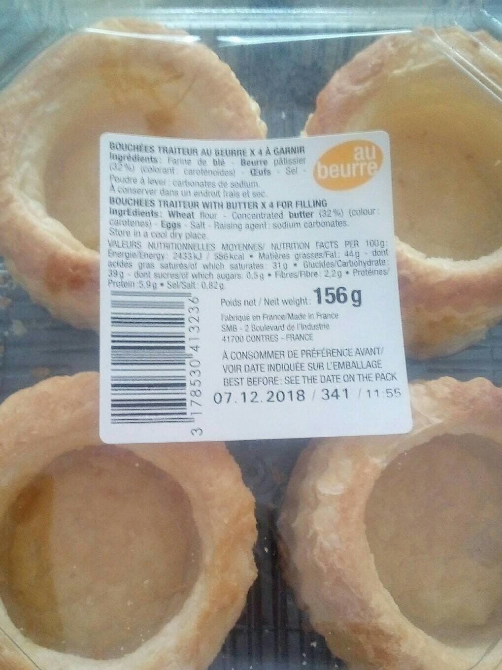 Traiteur Leclerc Bouchées traiteur au beurre packshot