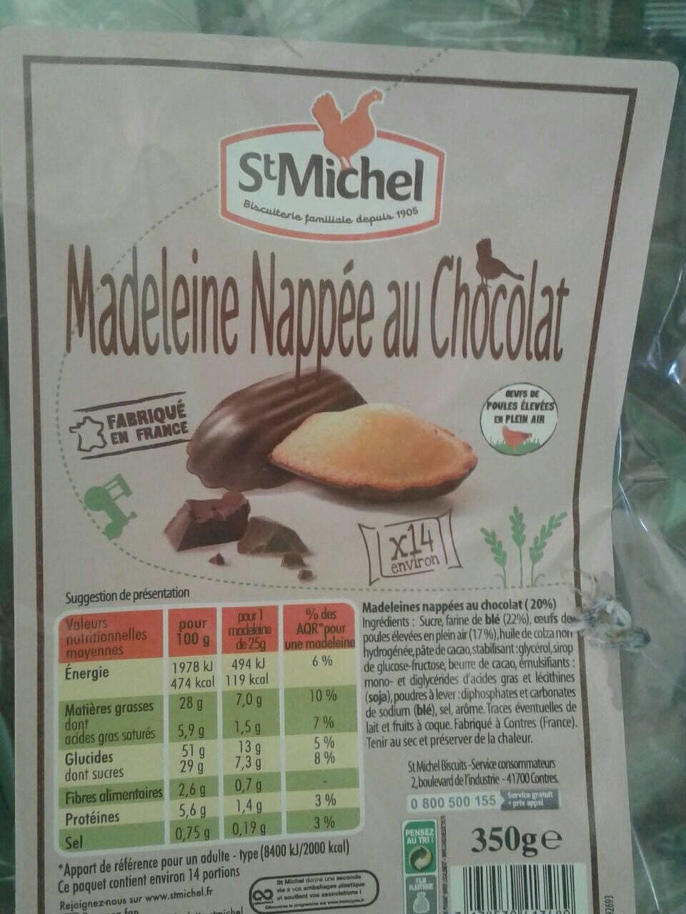 St Michel Madeleine nappée au chocolat packshot
