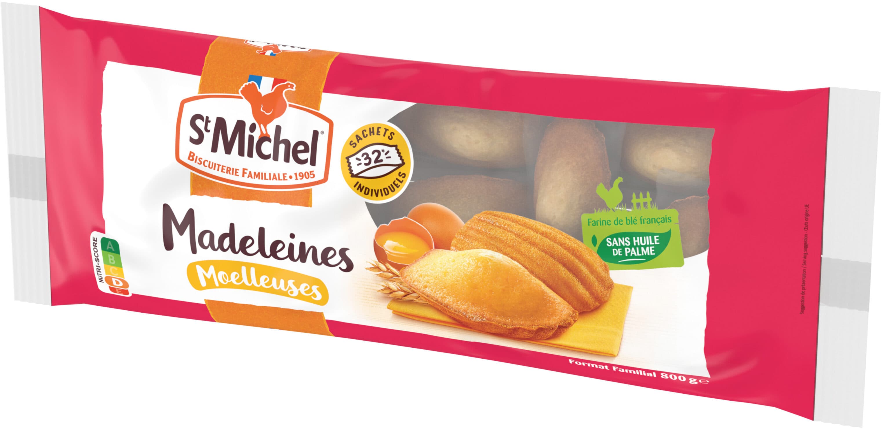 St michel St michel - madeleines moelleuses nature x32 sachets individuels - le paquet de 800g packshot