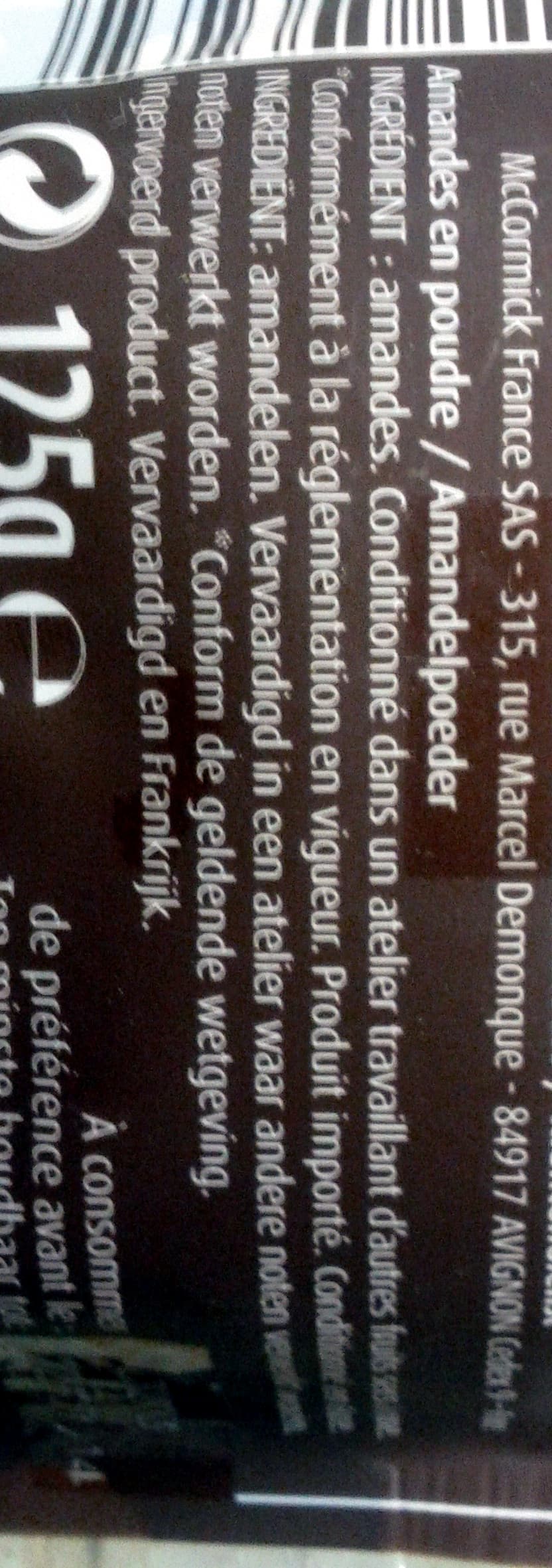 Vahiné Amandes en poudre sélection pâtissière packshot