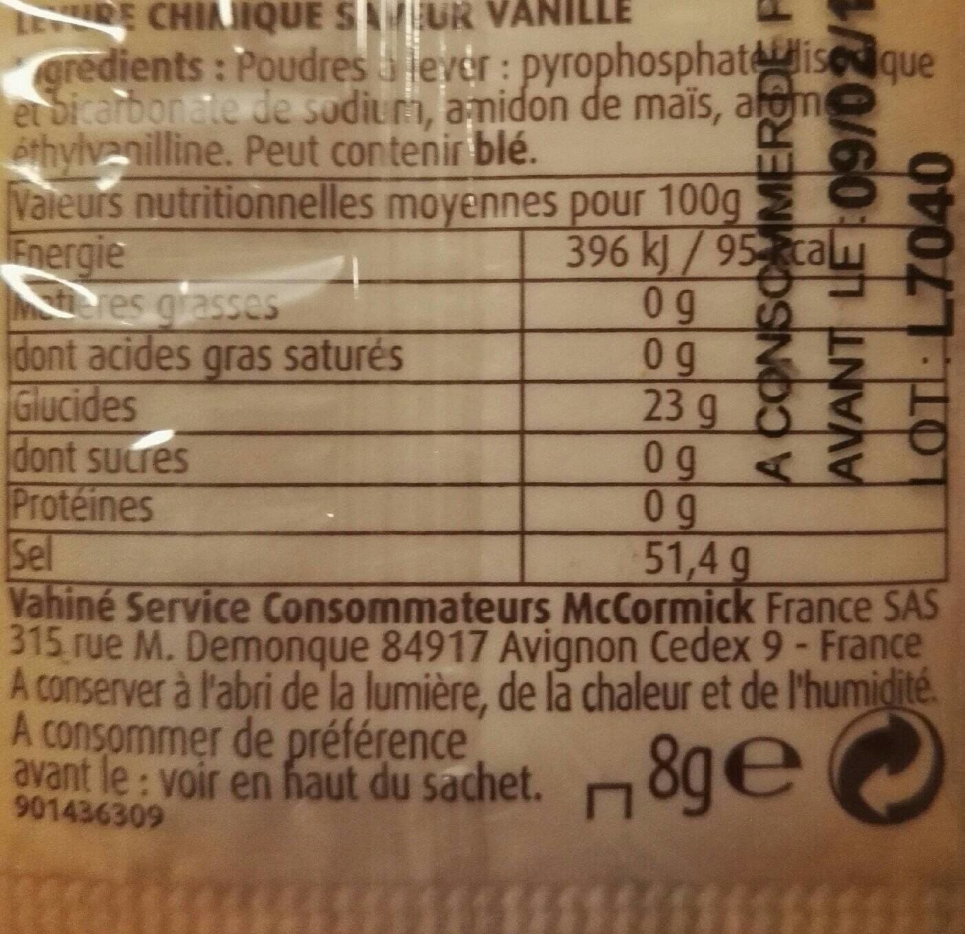 Vahiné Levure chimique saveur vanille Vahiné packshot
