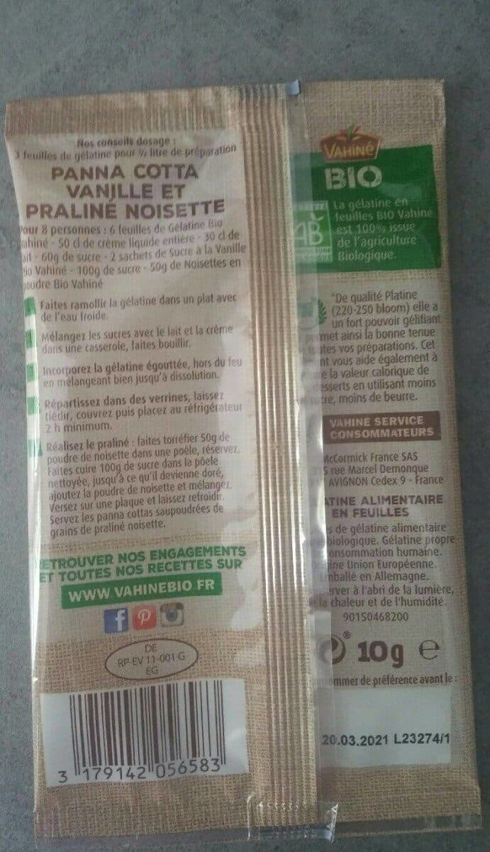 Vahiné Gélatine alimentaire packshot