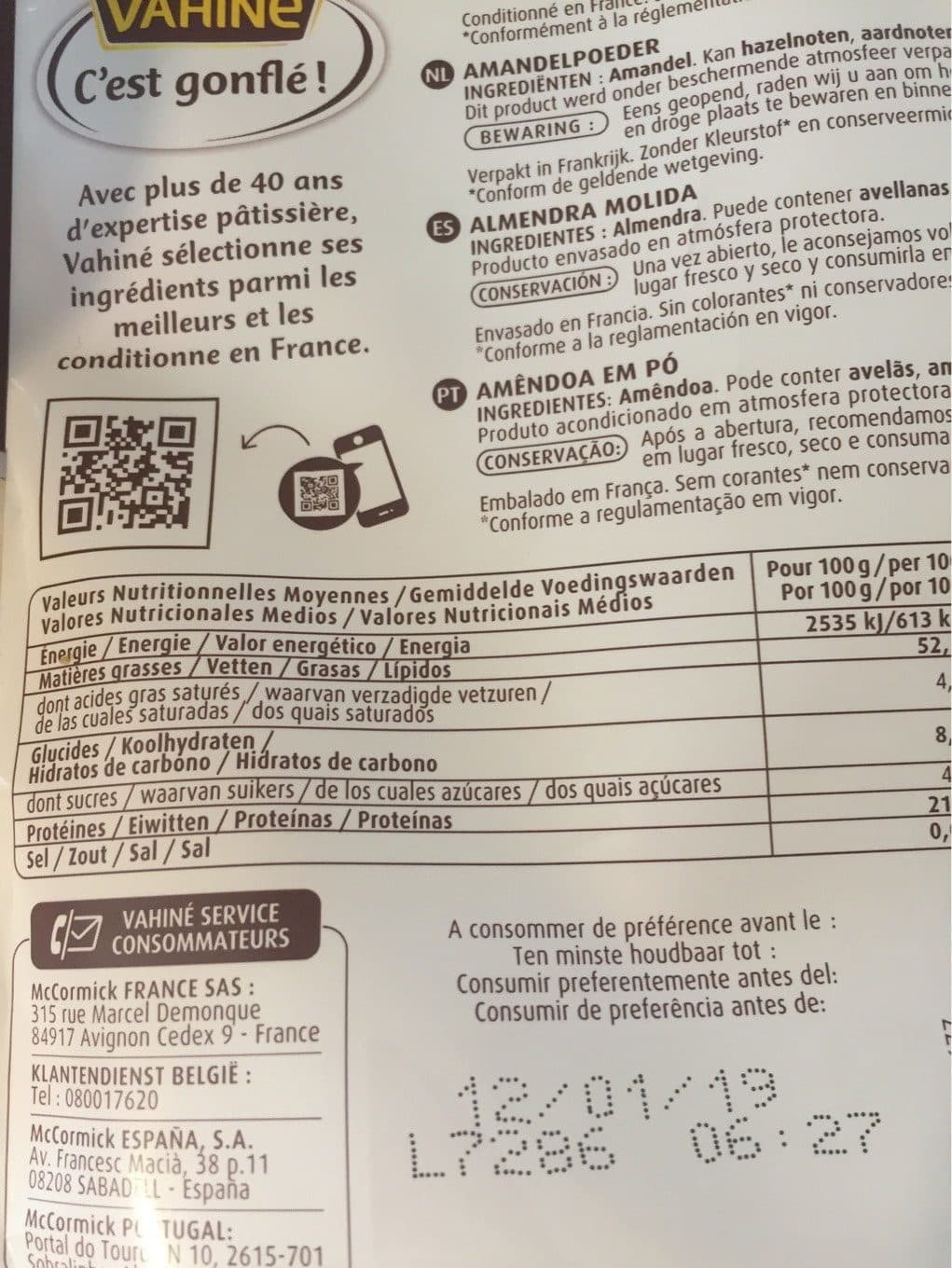 Vahiné Amandes en poudre packshot