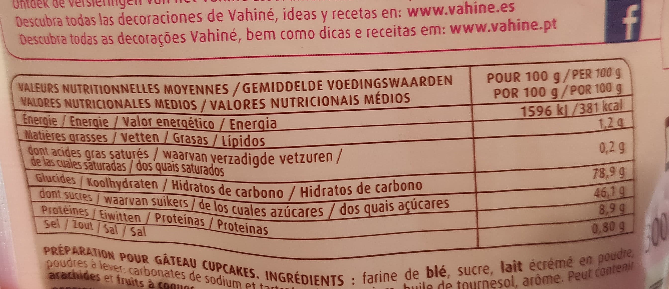 Vahine Préparation pour gâteau cupcakes VAHINE packshot