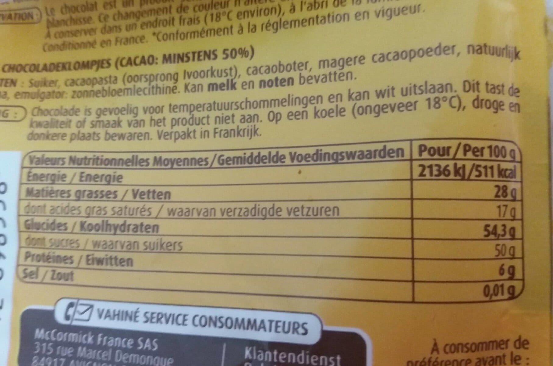 Vahine Vahine sachets pepites chocolat noir packshot