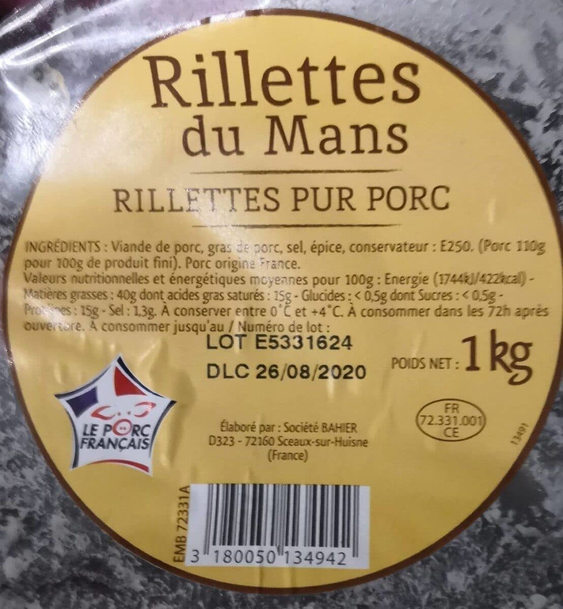 Bahier Rillettes Pur Porc packshot