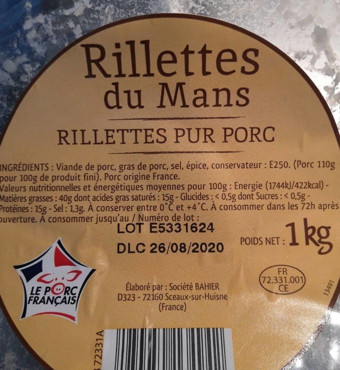 Bahier Rillettes Pur Porc packshot