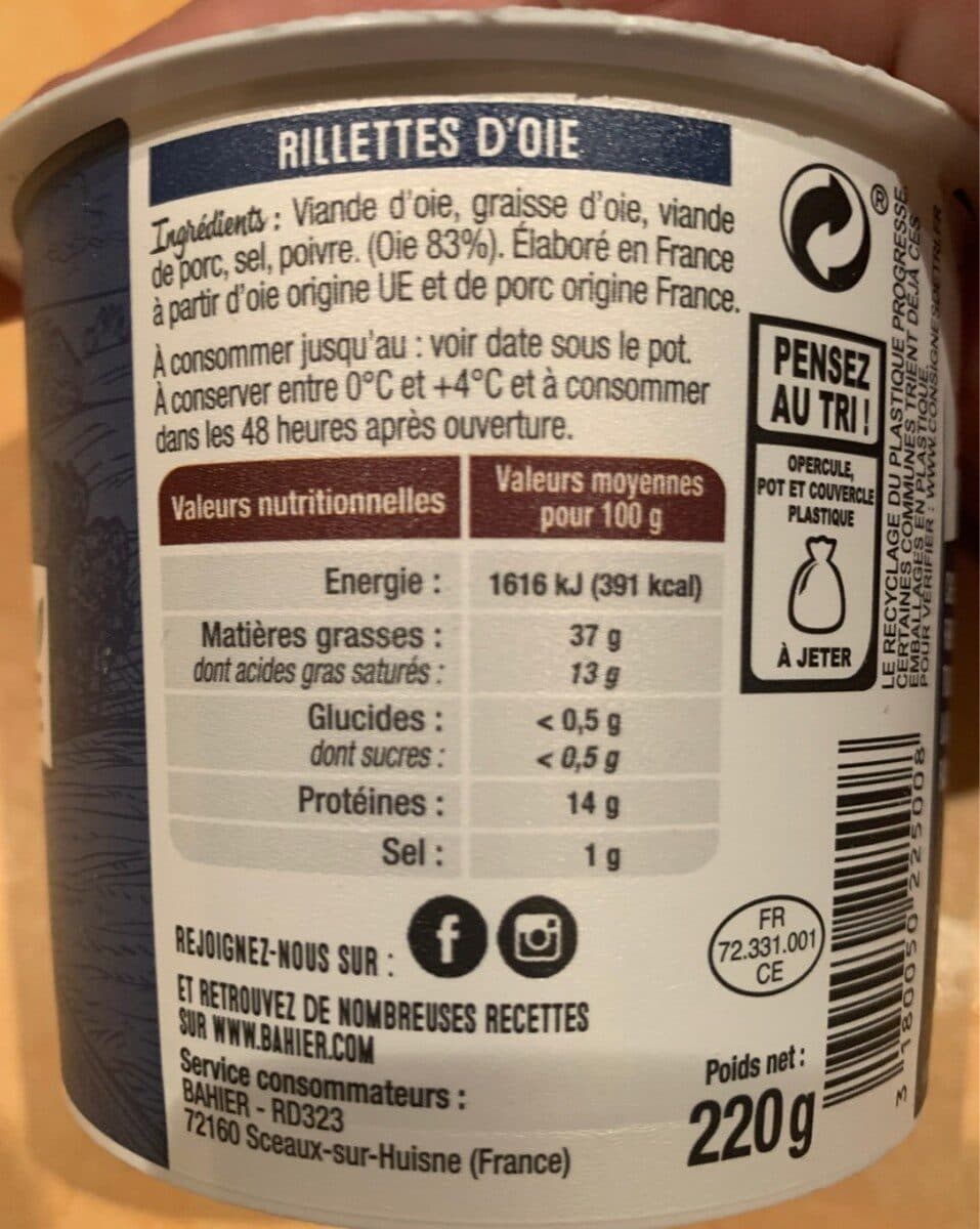 Bahier Rillette d'oie packshot