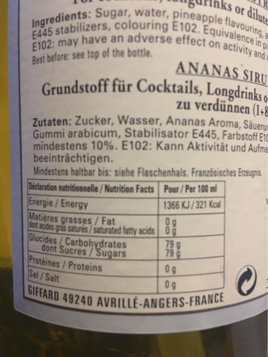 Giffard Giffard Ananas Sirup 1X1,00 Liter packshot