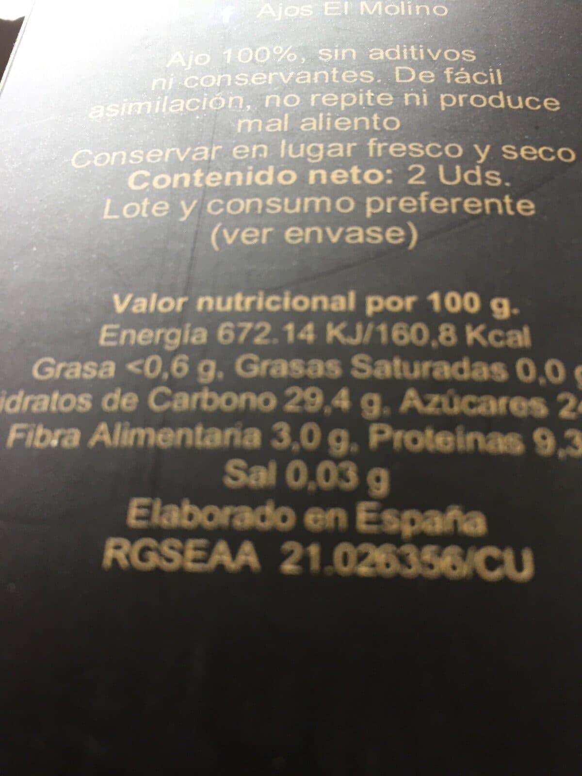 Open Food Facts Ajo negro packshot