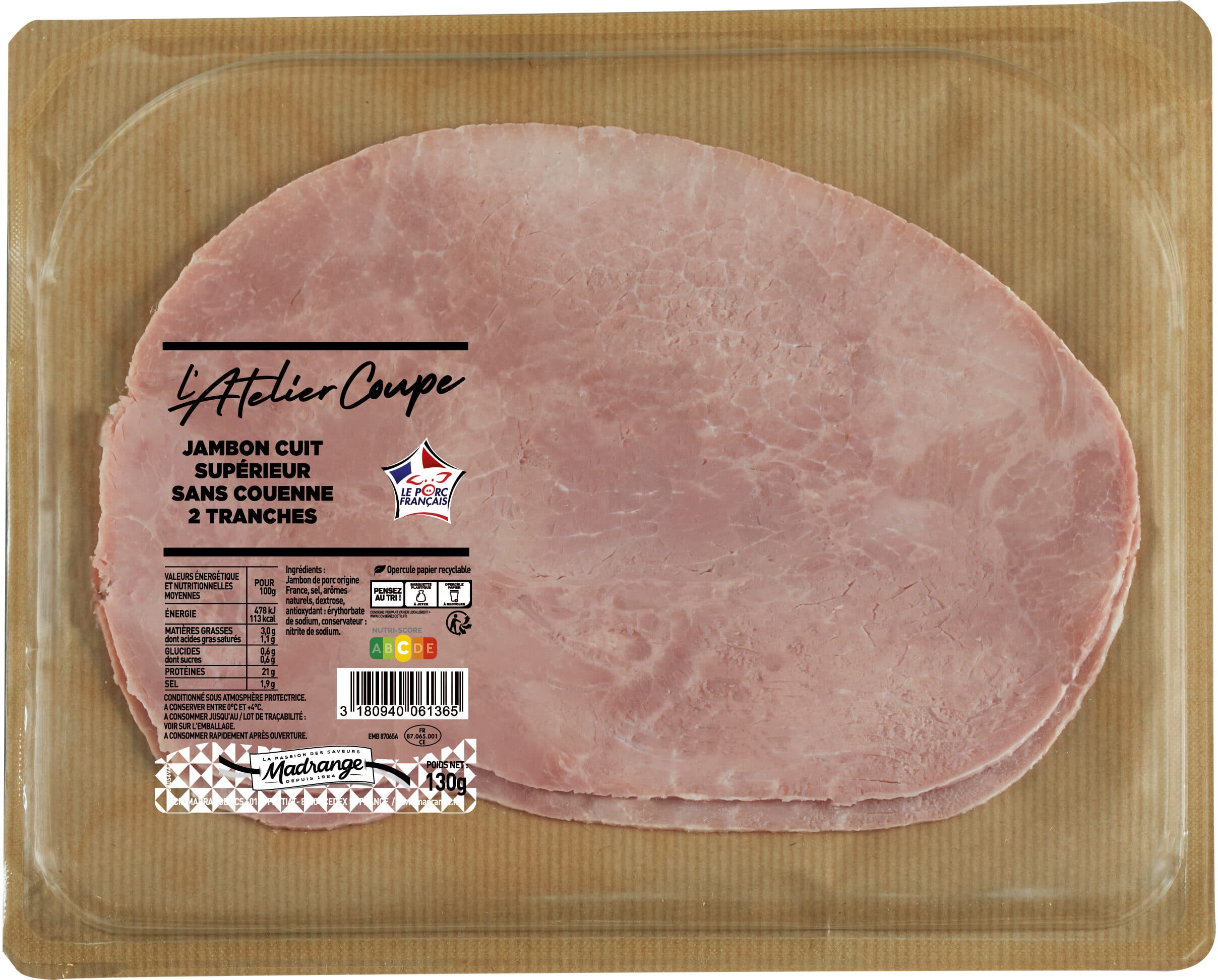 Madrange Jambon Cuit Supérieur Sans Couenne VPF 2tr packshot