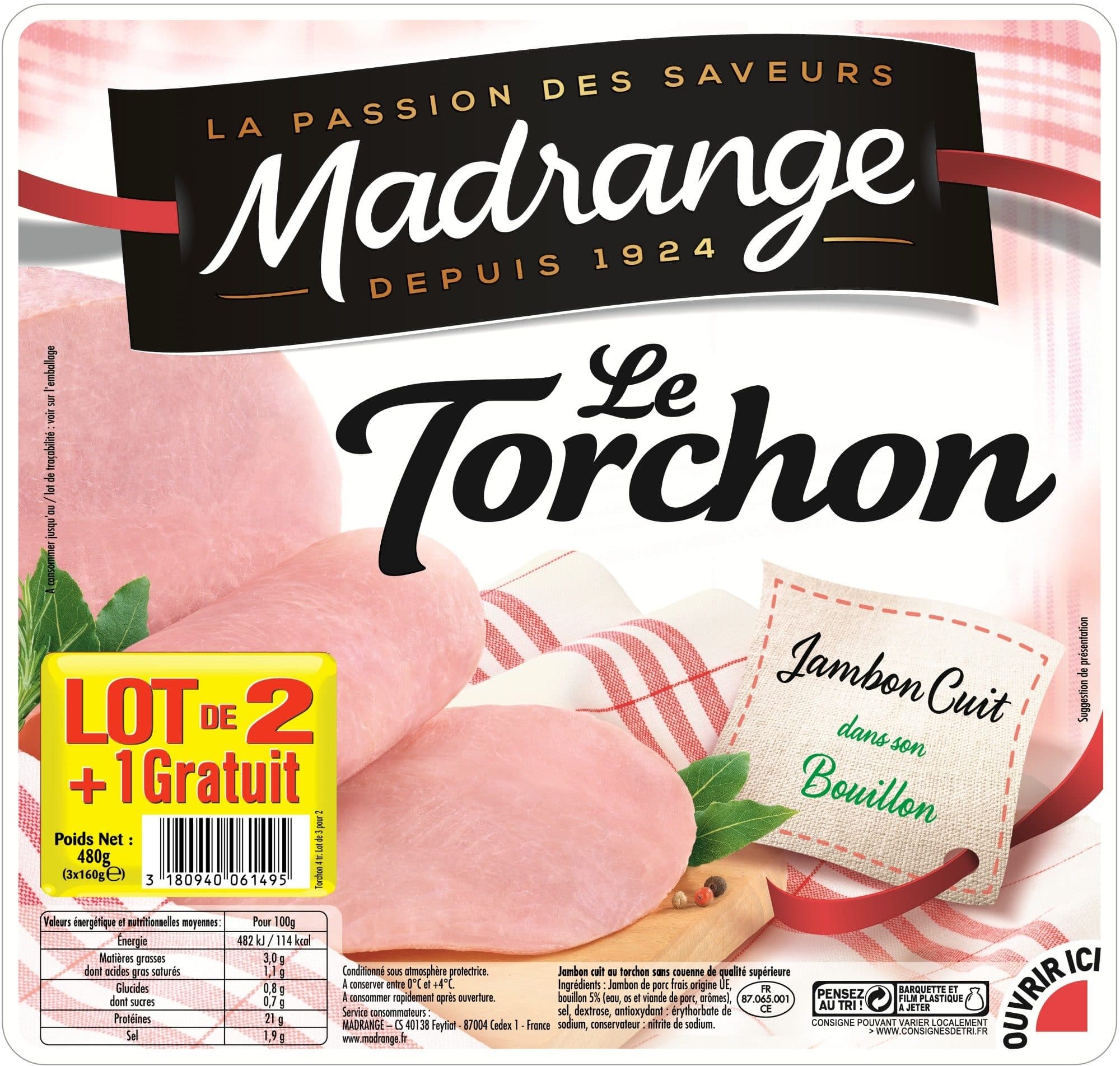 Madrange Le Torchon jambon cuit dans son bouillon packshot