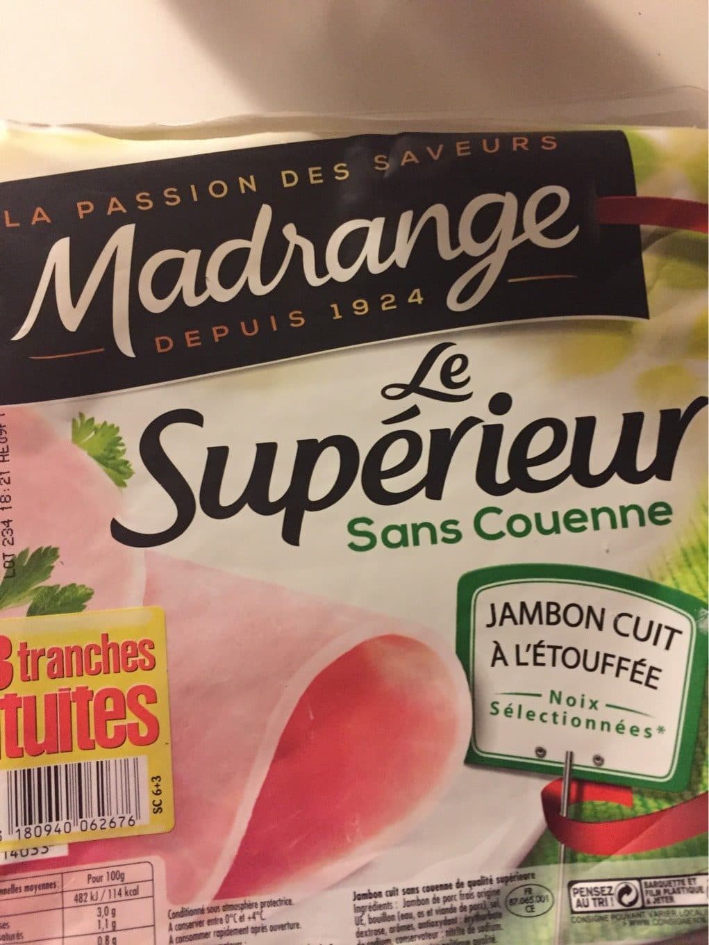 Madrange Le Supérieur Sans couenne 6+3 tranches gratuites packshot