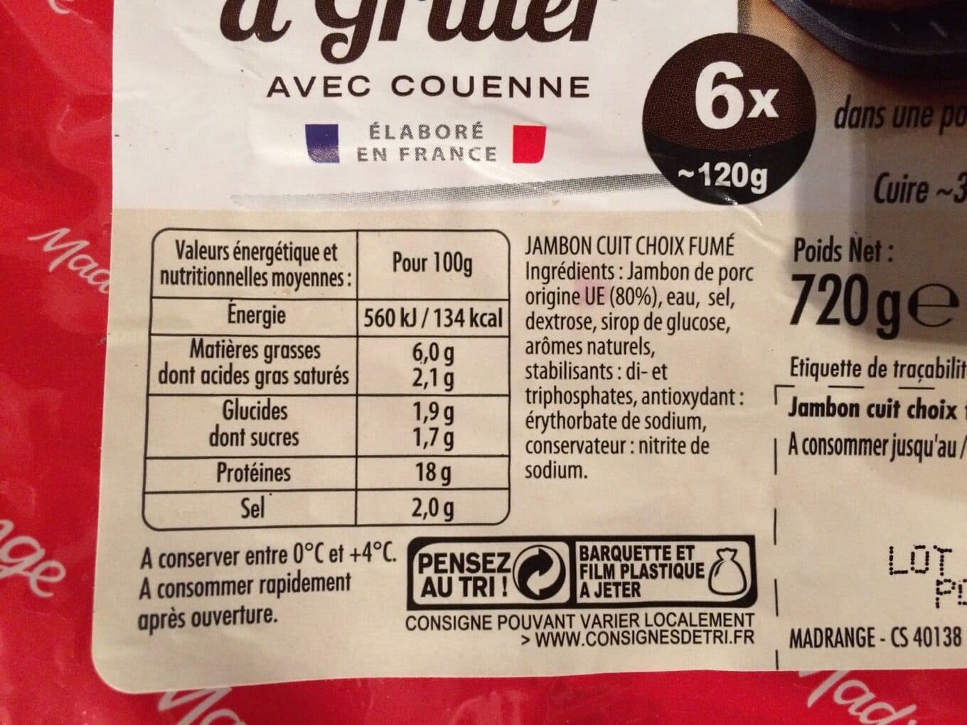 Madrange Jambon fumé à griller avec couenne. packshot