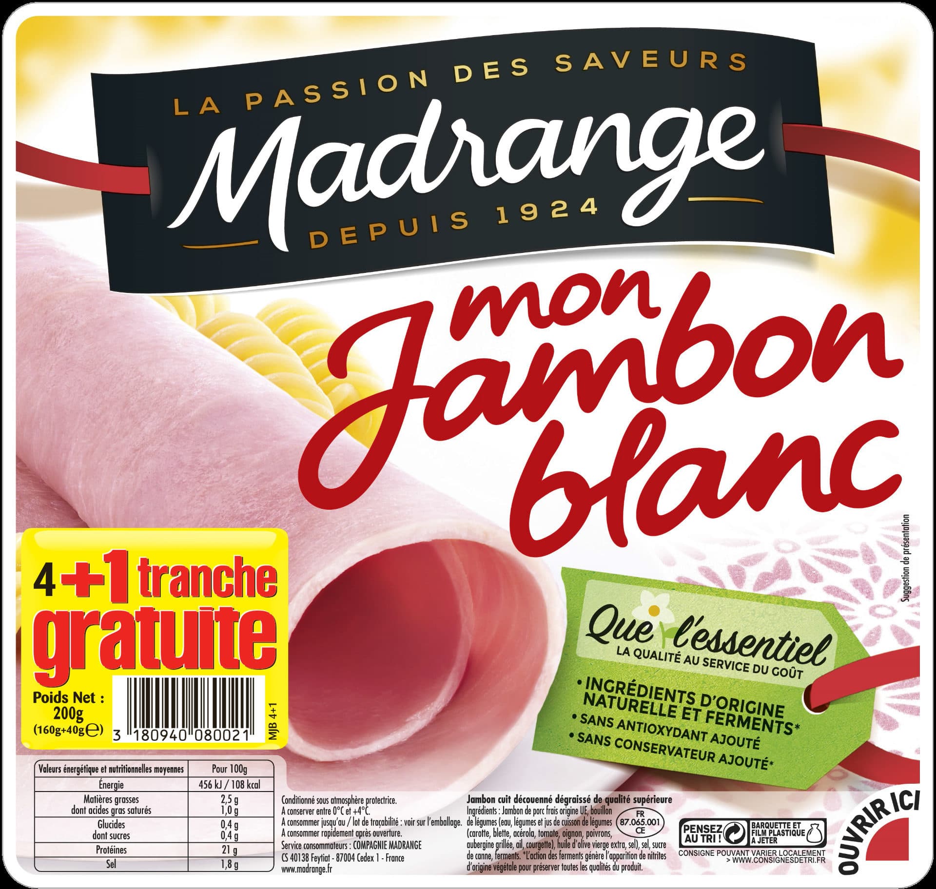 Madrange Mon Jambon Blanc 4+1 tranche gratuite packshot