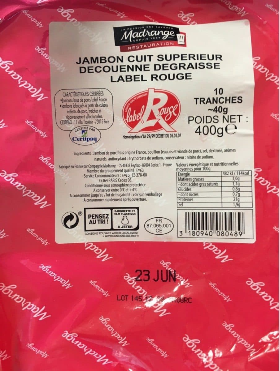 Madrange Jambon cuit packshot