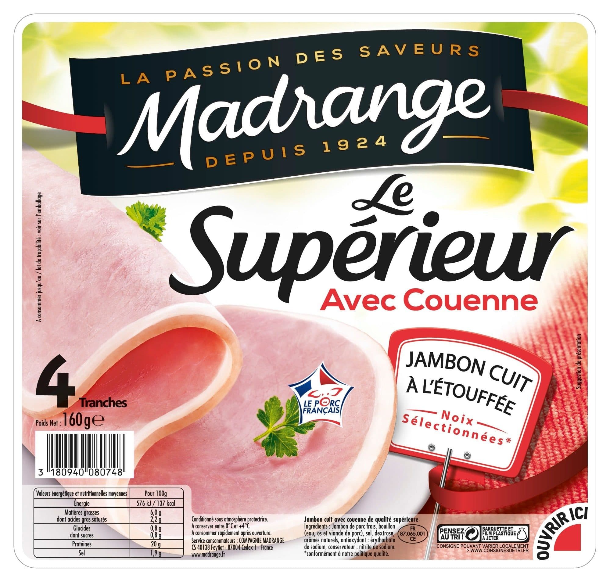 Madrange Le Supérieur - Jambon cuit avec couenne packshot