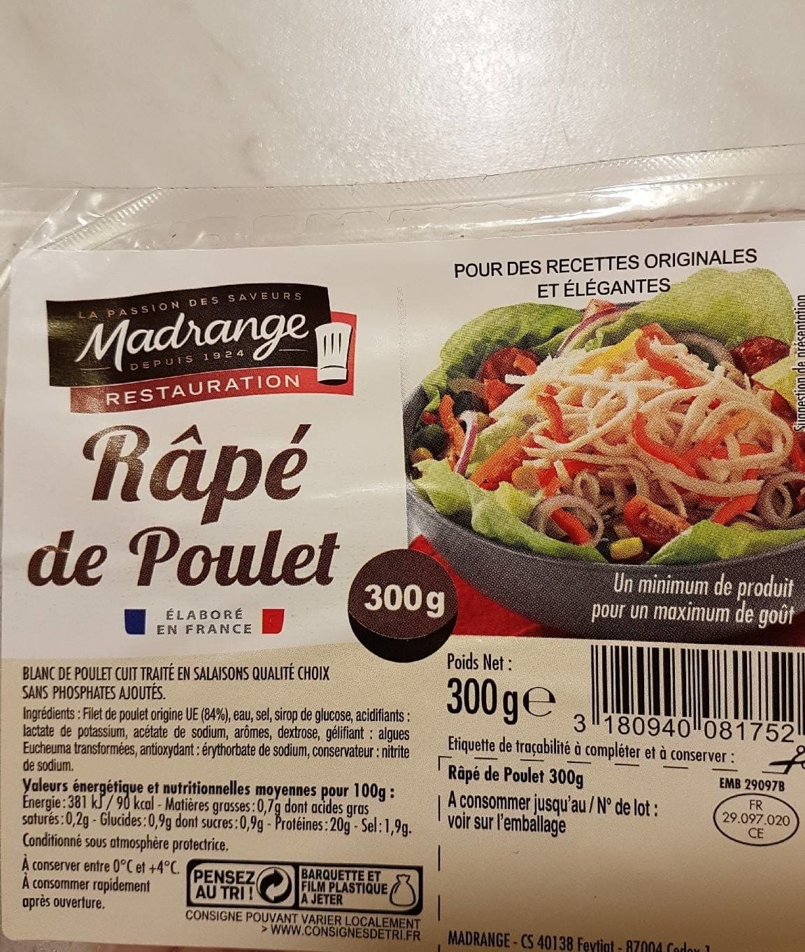 Madrange Râpé de poulet packshot